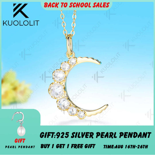Kuololit 1.3CTW Rose Cut Moissanite Custom Necklace for Women Solid 14K 10K 925 Sliver Yellow Gold for Christmas Gifts Party