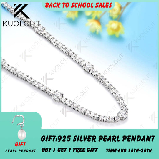 Kuololit 9CTW Moissanite 4 Prong Custom Necklace for Women 14K 10K White Gold Necklace for Anniversary Engagement Christmas Gift