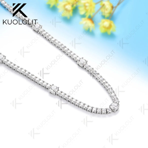 Kuololit 9CTW Moissanite 4 Prong Custom Necklace for Women 14K 10K White Gold Necklace for Anniversary Engagement Christmas Gift