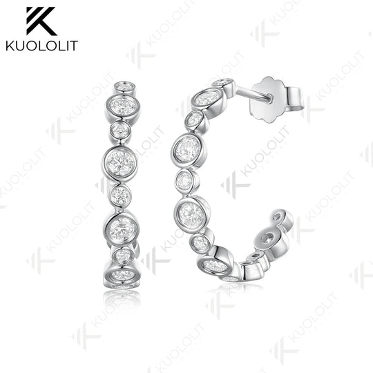 Kuololit 0.81CTW Lab Grown Diamonds Custom Stud Earrings for Women Solid 14K 10K 585 White Gold Stud Earrings for Christmas Gift