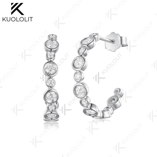 Kuololit 0.81CTW Lab Grown Diamonds Custom Stud Earrings for Women Solid 14K 10K 585 White Gold Stud Earrings for Christmas Gift