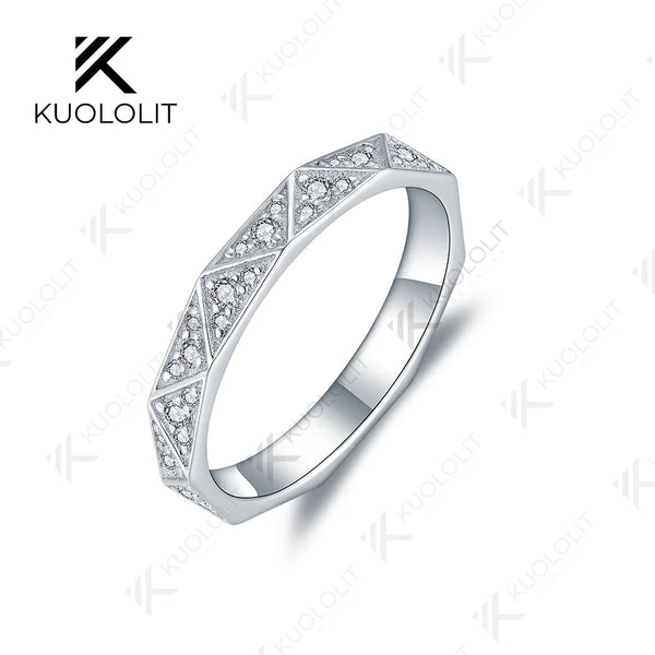 Kuololit Ring mit 0,4 Karat im Labor gezüchteten Diamanten für Damen und Herren, massives 14-karätiges 585er Silber/Weißgold, Ehering, perfektes Geschenk zum Jahrestag oder zu Weihnachten 