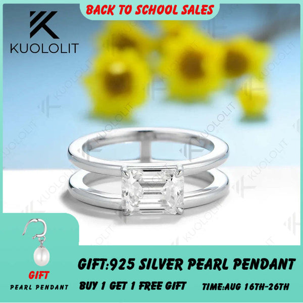 Kuololit 2 Karat Moissanit-Ring im Smaragdschliff für Damen, gefertigt aus reinem 18-, 14- oder 10-karätigem Gold – ein klassisches Geschenk zum Jahrestag, zur Verlobung oder zu Weihnachten. 