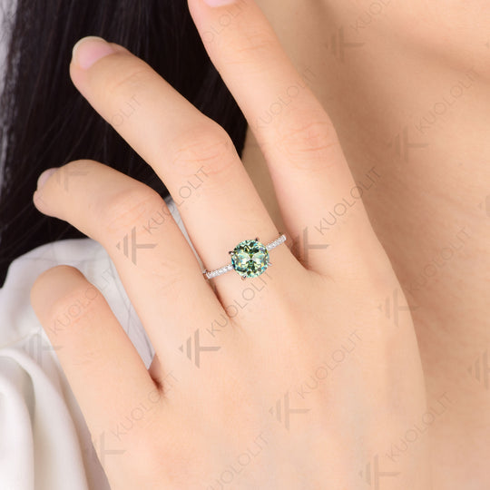 Kuololit 2CT jubilee Cyan Champagne Moissanite Engagement Ring for Women Solid 925 White Gold for Valentine's Day Gifts Party