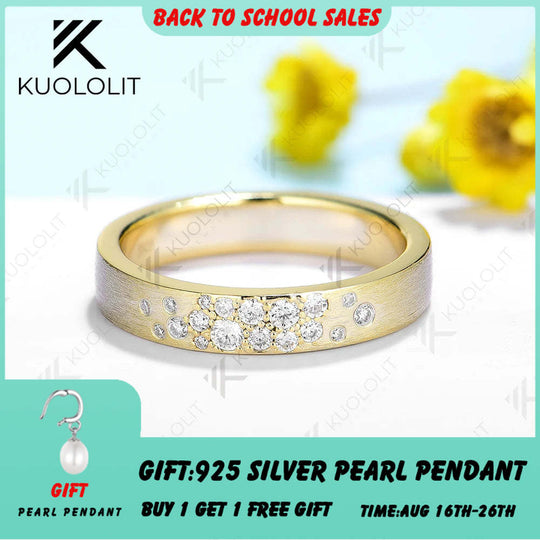 Kuololit 0,25 Karat Labor-Diamantringe für Damen und Herren, massives 14K/10K Gold, gebürstet, ideal für Hochzeiten, Verlobungen, Weihnachten 