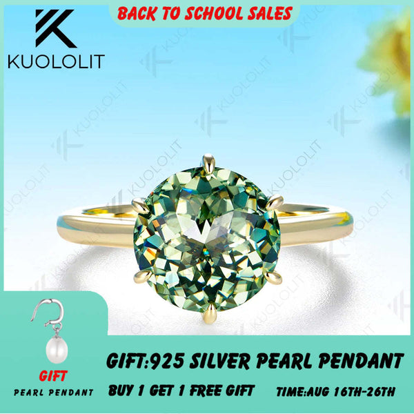 Kuololit 4CT Cyan Moissanite Custom Ring for Women Solid 14K 10K 585 Yellow Gold Jubilee Cut Engagement Ring for Christmas Gifts