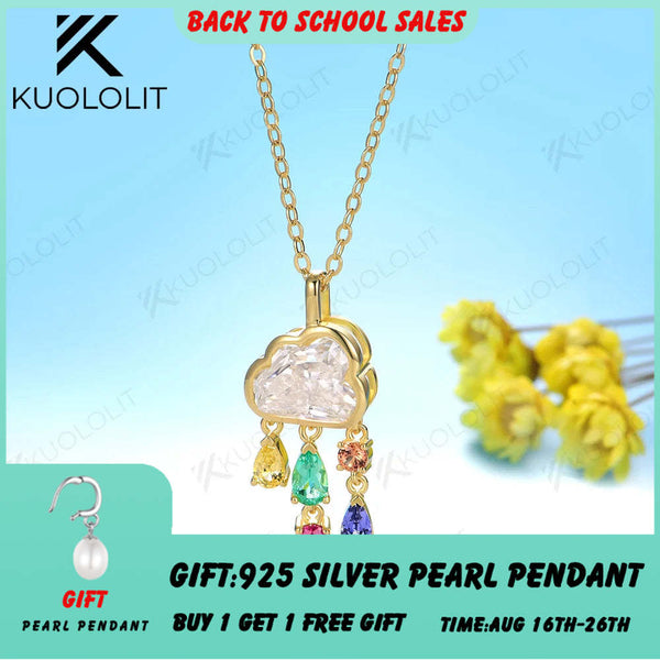 Kuololit 2ct Cloudy Moissanit Halskette für Damen, massives 18K 14K Gold, im Labor gezüchtete Edelsteine, Rainny Halskette für Hochzeit Weihnachten 