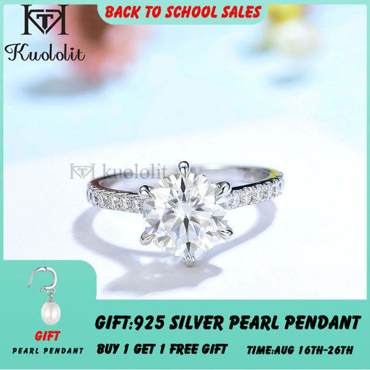 Kuololit 1,5 Karat runder Moissanit-Ring aus 18K, 14K, 10K und 585 Weißgold für Damen, mit synthetischen Diamanten, Luxusring für Verlobung und Hochzeit 
