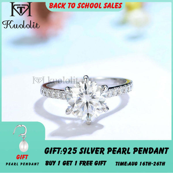 Kuololit 1,5 Karat runder Moissanit-Ring aus 18K, 14K, 10K und 585 Weißgold für Damen, mit synthetischen Diamanten, Luxusring für Verlobung und Hochzeit 