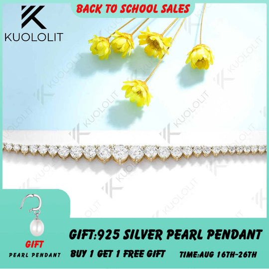 Kuololit 8CTW Moissanite Graduated Tennis Necklace for Women Solid 18K 14K 10K Gold  for Anniversary Engagement Christmas Gifts