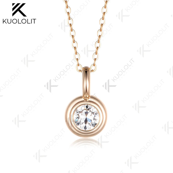 Kuololit 1CT OEC NGIC Lab Grown Diamonds Custom Necklace for Women Solid 14K 10K Rose Gold for Anniversary Christmas Gifts Party