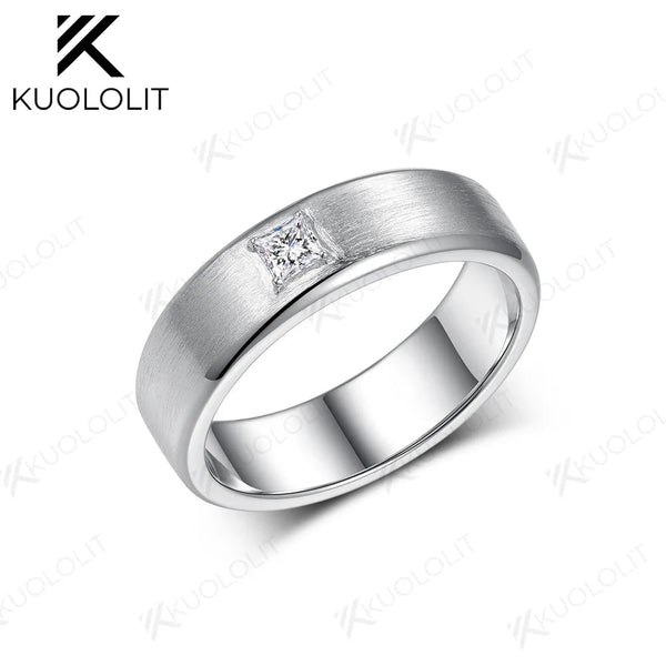 Kuololit PT900 0,3 Karat Labordiamanten, gebürsteter Ring für Damen und Herren, massives 900er Goldplatin, Prinzessschliff, für Verlobung und Hochzeit 