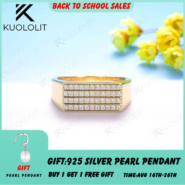 Kuololit Moissanit-Ring mit runder Pavé-Fassung für Damen, massiver 14K- oder 10K-Goldring, ideales Geschenk zum Jahrestag, zur Verlobung, zu Partys oder Weihnachten 