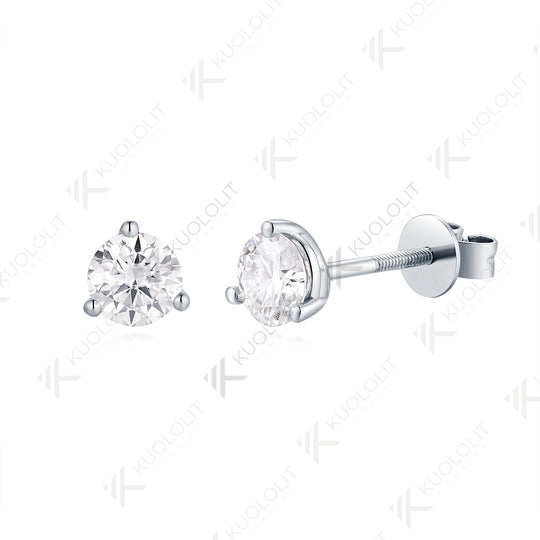 Kuololit 1CTW Lab Grown Diamonds Earrings for Women 18K 14K White Gold Screw Back Stud Earrings for Gift Christmas Party