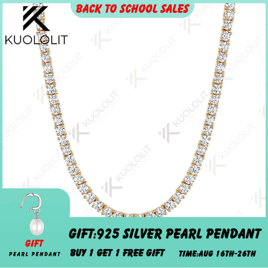Kuololit 6.5CTW Lab Grown Diamonds 4 Prong Custom Necklace for Women 14K 10K Rose Gold  for Christmas Gifts Anniversary Party
