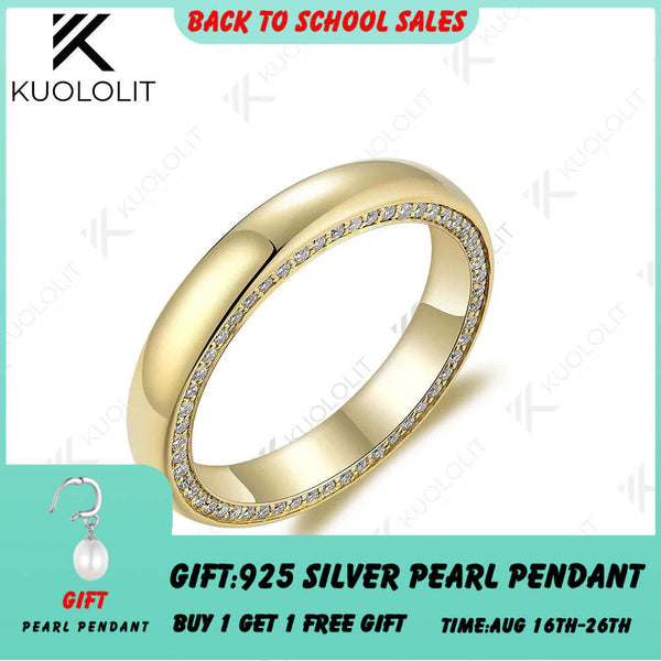 Kuololit PT900 0,54 Karat Labor-Diamanten-Ring für Damen, massiver 14K/10K/585 Gold-Ehering für Verlobung und Weihnachten 