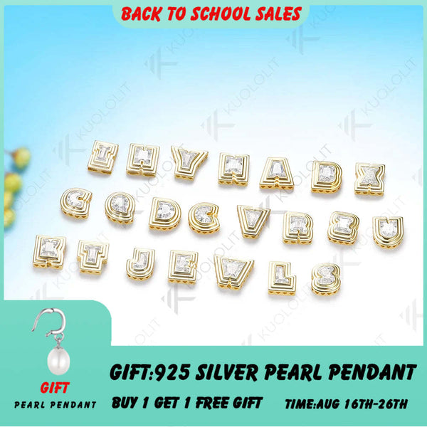 Kuololit A-Z Letter Moissanite Pendant Custom Set Necklace for Women 14K 10K Solid Gold Name Letter 26 Initial Alphabet for Gift