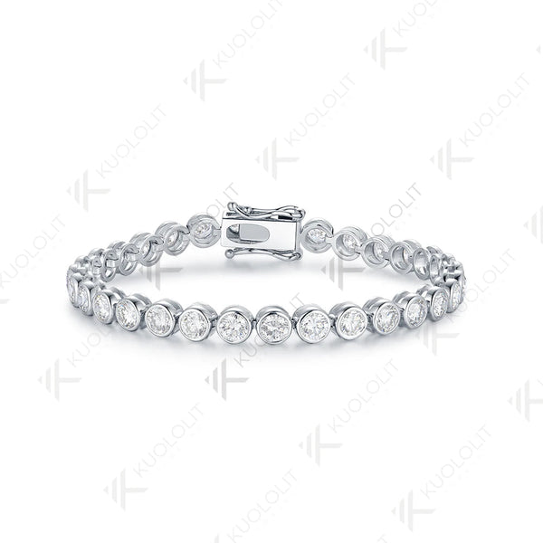 Kuololit Tennisarmband mit 10,5 Karat im Labor gezüchteten Diamanten in Lünettenfassung für Damen, aus reinem 18-, 14- und 10-karätigem Gold, ideal für Jahrestage und Verlobungen. 