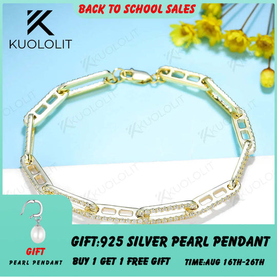 Kuololit Moissanite Bracelets for Women Men 585 10K 9K  Adjustable Chains Emerald for Engagement Wedding Party Christmas Gifts