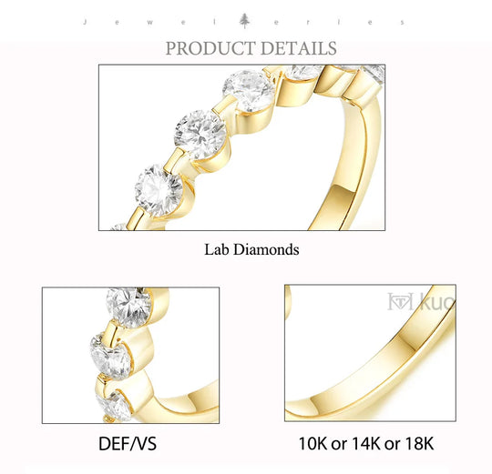 Kuololit 0.54CT Lab Diamonds Solid 18K 14K White Gold Bubble Ring for Women DEF VS Diamonds Matching Band for Engagement  Fine