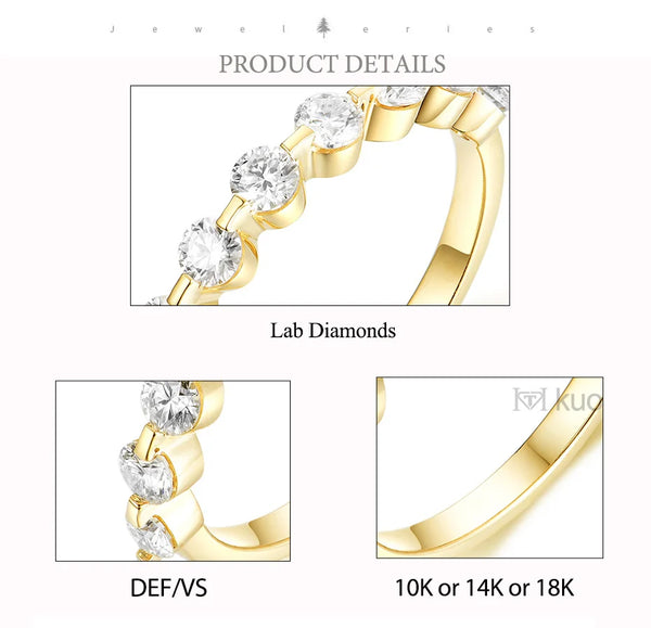Kuololit 0.54CT Lab Diamonds Solid 18K 14K White Gold Bubble Ring for Women DEF VS Diamonds Matching Band for Engagement  Fine