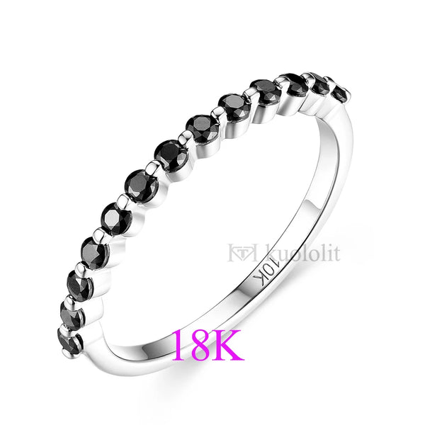 Kuololit Black Moissanite 585 14K 18K Rose Gold Bubble Ring for Women Solitaire Ring Matching Wedding Diamonds Band Engagement