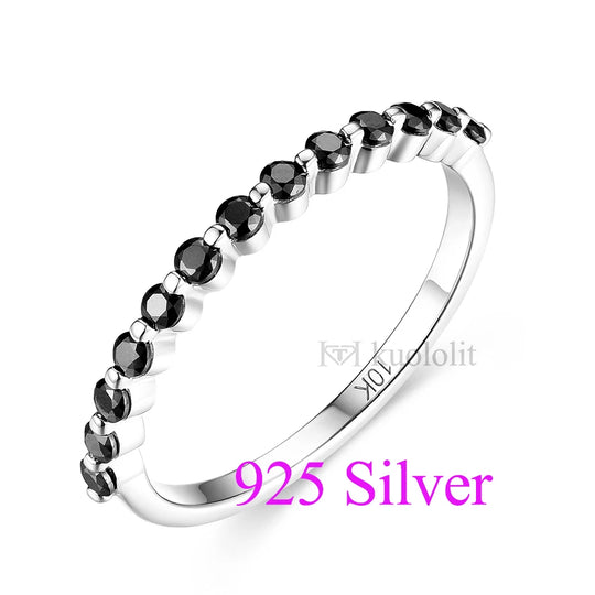 Kuololit Black Moissanite 585 14K 18K Rose Gold Bubble Ring for Women Solitaire Ring Matching Wedding Diamonds Band Engagement