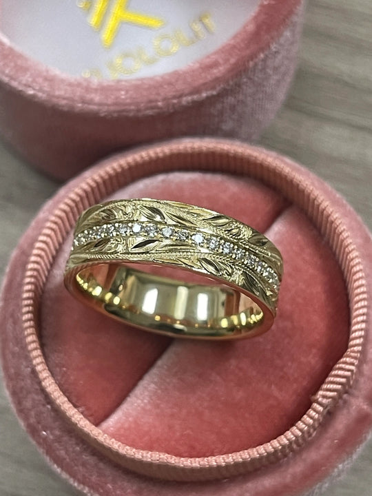 Kuololit 0.55CTW Lab Grown Diamonds 7mm Wedding Band Ring for Men Women Solid 14K 10K Yellow Gold