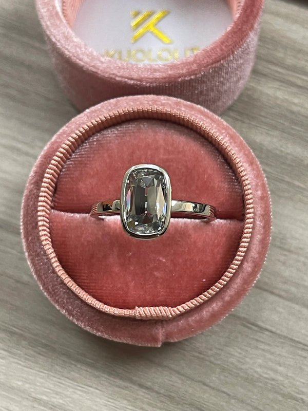 Kuololit 3.5CT OMC Grey Cushion Moissanite Custom Ring for Women Solid 14K 10K  Yellow Gold Ring for Anniversary Christmas Gift