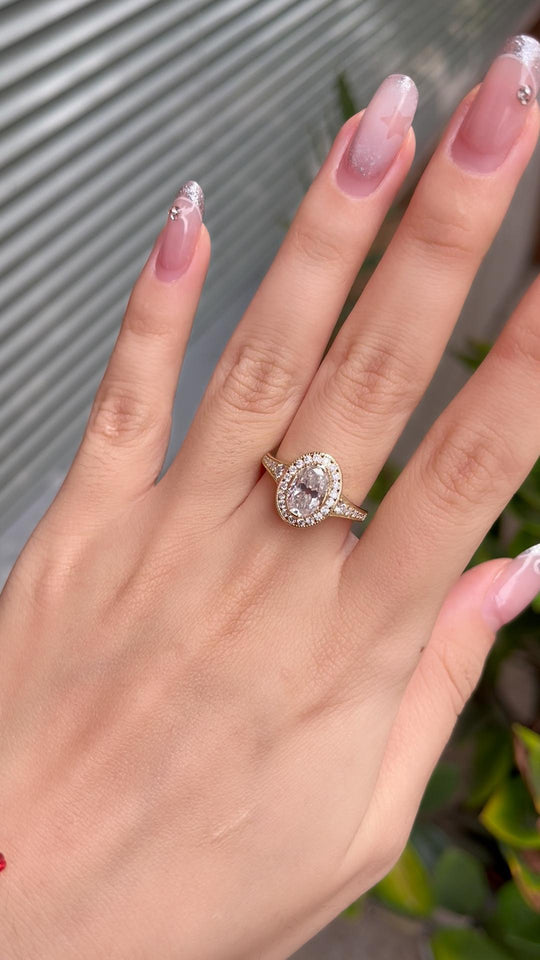 Kuololit 1.5CT OMC Oval Moissanite Custom Ring for Women Solid 14K 10K Yellow Gold Engagement Ring for Anniversary Christmas