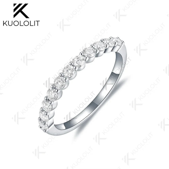 Kuololit 0.17CTW Lab Grown Diamond Rings for Men Women Soild 585 14K 18K White Gold Silver Wedding Band for Party Christmas Gift