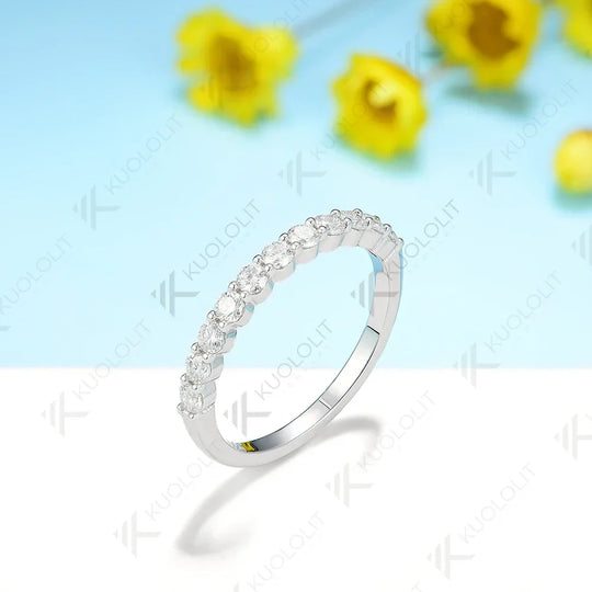 Kuololit 0.17CTW Lab Grown Diamond Rings for Men Women Soild 585 14K 18K White Gold Silver Wedding Band for Party Christmas Gift