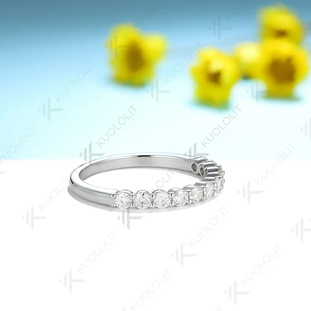 Kuololit 0.17CTW Lab Grown Diamond Rings for Men Women Soild 585 14K 18K White Gold Silver Wedding Band for Party Christmas Gift