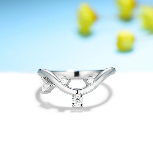 Kuololit 0.23ctw Moissanite Band Rings for Women Solid 14K 10K 585 Silver White Gold for Engagement Wedding Band for Christmas