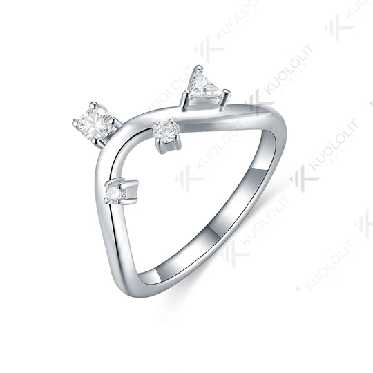 Kuololit 0.23ctw Moissanite Band Rings for Women Solid 14K 10K 585 Silver White Gold for Engagement Wedding Band for Christmas