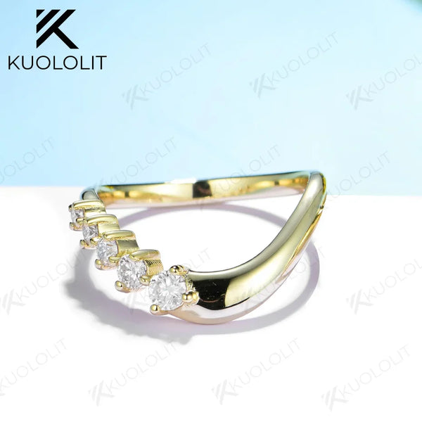 Kuololit 0.35CTW Moissanite Rings for Men Women Solid 14K 10K 585 Silver Yellow Gold Wedding Band Ring for Anniversary Christmas