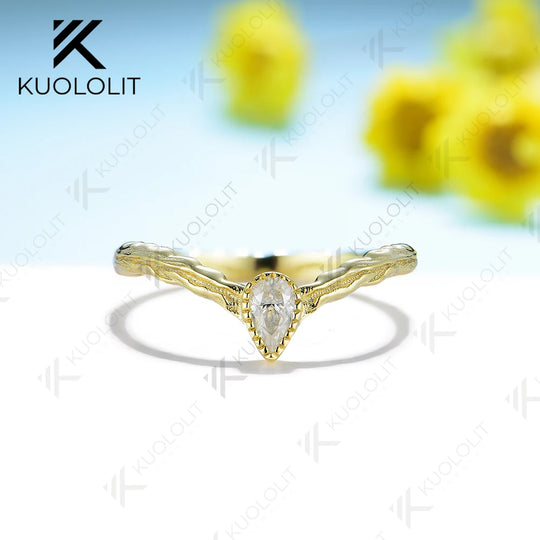 Kuololit 0.35ct Moissanite Band Rings for Men Women Solid 585 14K 10K 925 Silver Yellow Gold for Wedding Anniversary Christmas