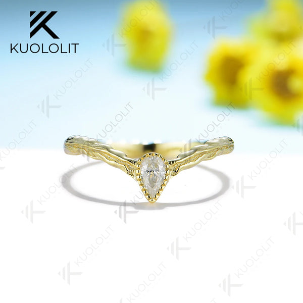 Kuololit 0.35ct Moissanite Band Rings for Men Women Solid 585 14K 10K 925 Silver Yellow Gold for Wedding Anniversary Christmas