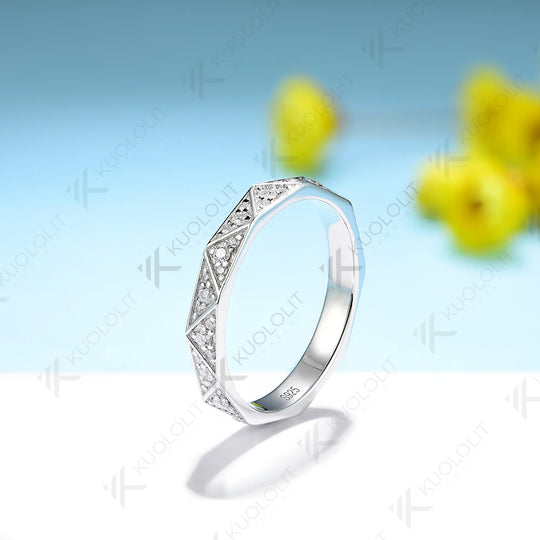 Kuololit 0.4CT Lab Grown Diamonds Ring for Men Women Solid 14K 585 Silver White Gold Wedding Band Ring for Anniversary Christmas