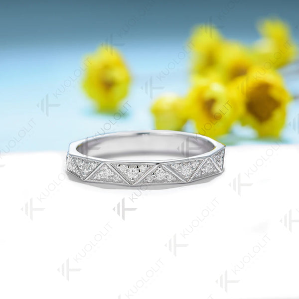 Kuololit 0.4CT Lab Grown Diamonds Ring for Men Women Solid 14K 585 Silver White Gold Wedding Band Ring for Anniversary Christmas