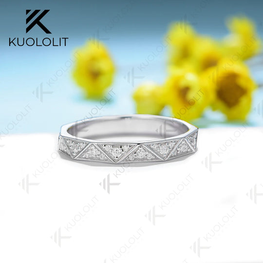 Kuololit 0.4CTW Moissanite Rings for Men Women Solid 14K 10K 585 Silver Yellow Gold Wedding Band Ring for Anniversary Christmas