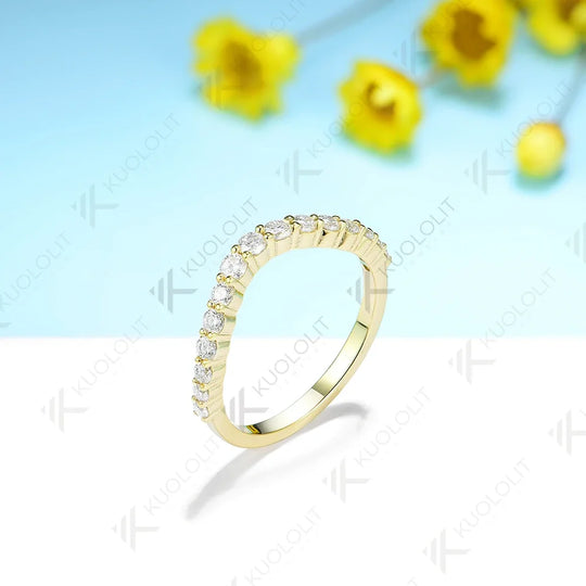 Kuololit 0.57ctw Lab Grown Diamond Ring Solid 585 14K 10K Gold for Women Wedding V Band for Engagement Party Luxury Christmas