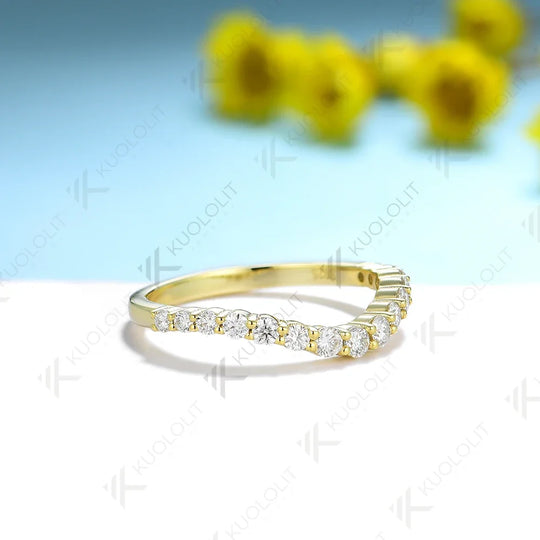 Kuololit 0.57ctw Lab Grown Diamond Ring Solid 585 14K 10K Gold for Women Wedding V Band for Engagement Party Luxury Christmas