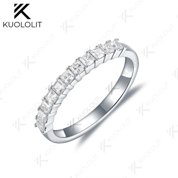 Kuololit 0.88CT Lab Grown Diamond Rings for Men Women Soild 585 14K 18K Gold Silver Princess Wedding Band for Party Christmas