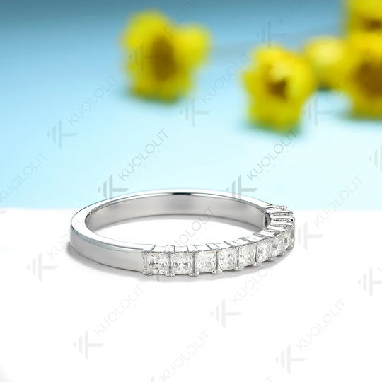 Kuololit 0.88CT Lab Grown Diamond Rings for Men Women Soild 585 14K 18K Gold Silver Princess Wedding Band for Party Christmas