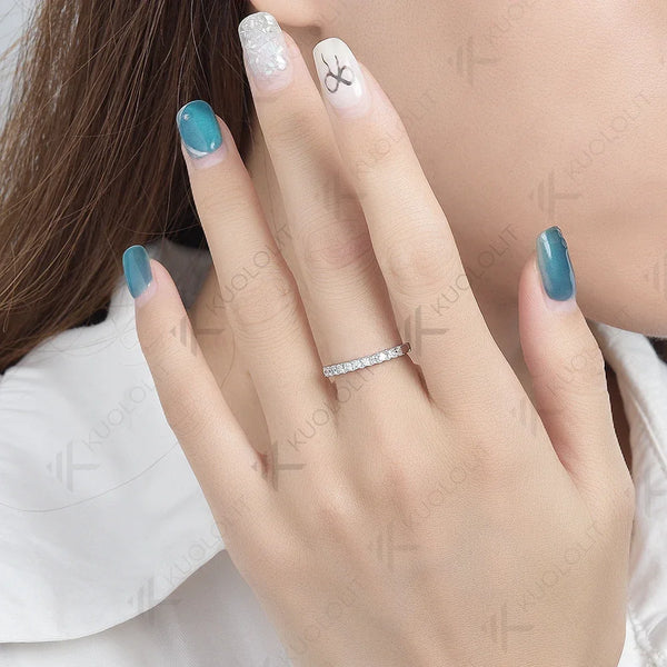 Kuololit 0.88CT Lab Grown Diamond Rings for Men Women Soild 585 14K 18K Gold Silver Princess Wedding Band for Party Christmas