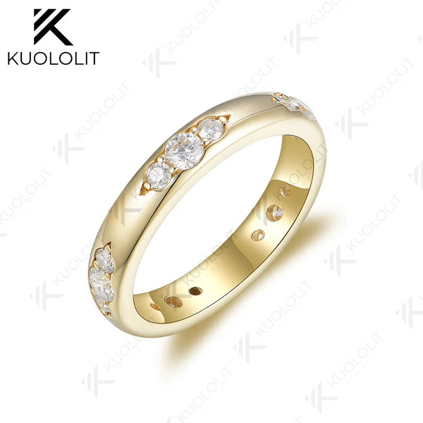 Kuololit 0.8CTW Lab Grown Diamond Band Rings for Men Women PT950 Solid 14K 10K 585 Yellow Gold for Wedding Anniversary Classic