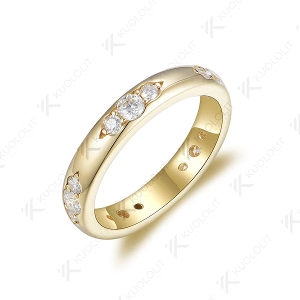 Kuololit 0.8CTW Moissanite Band Rings for Men Women PT950 Solid 14K 10K Silver Yellow Gold for Anniversary Engagement Classic