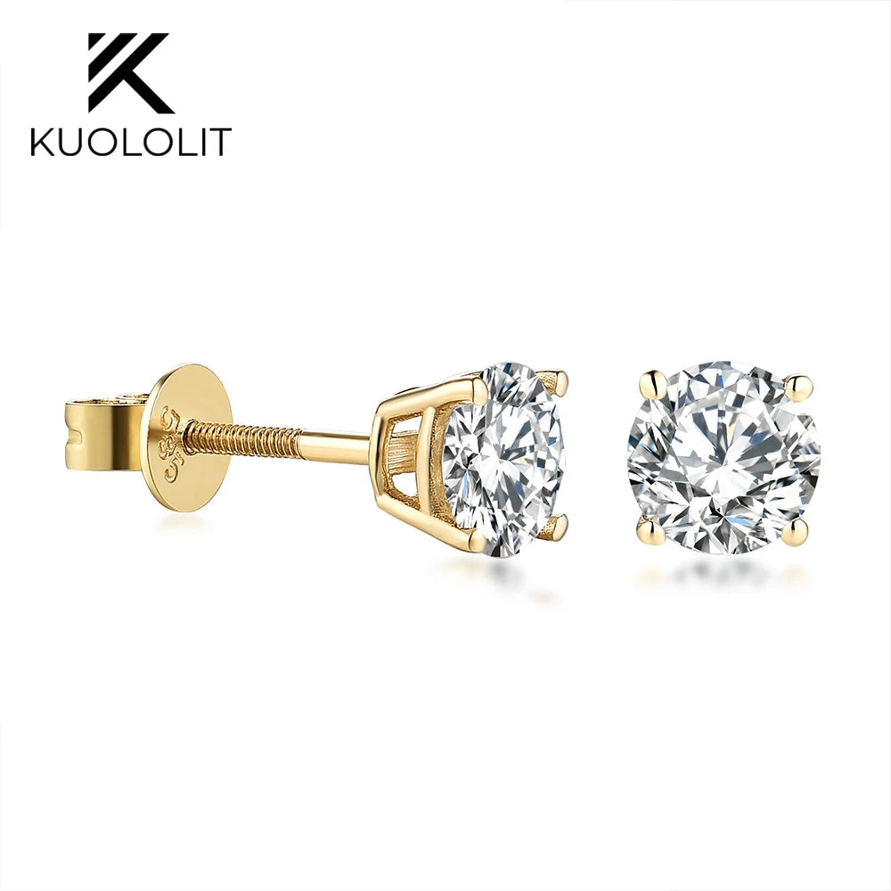 Kuololit 1.0CT IGI Lab Grown Diamond Earrings for Women Solid 18K 14K 10K Gold D VS1 Diamonds Jewelry for Party Christmas Gifts