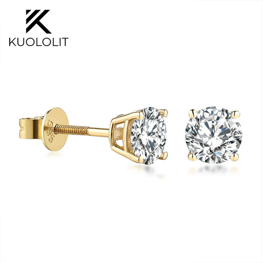 Kuololit 1.0CT IGI Lab Grown Diamond Earrings for Women Solid 18K 14K 10K Gold D VS1 Diamonds Jewelry for Party Christmas Gifts